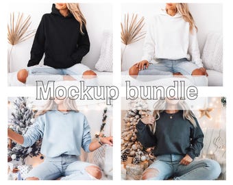 Gildan 18000 Mockup Bundle: Crewneck Sweatshirt, Print On Demand (Digital Download)