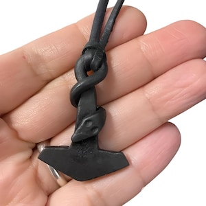 Hand-Forged Black Iron Viking Pendant Norse Serpent Amulet.