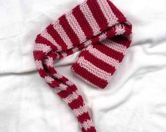 Striped Hand-knitted Scarf – Red & Light Pink | 100% Merino Wool | Unique Danish Minimalistic | Scandinavian Accessory | Sophie Scarf
