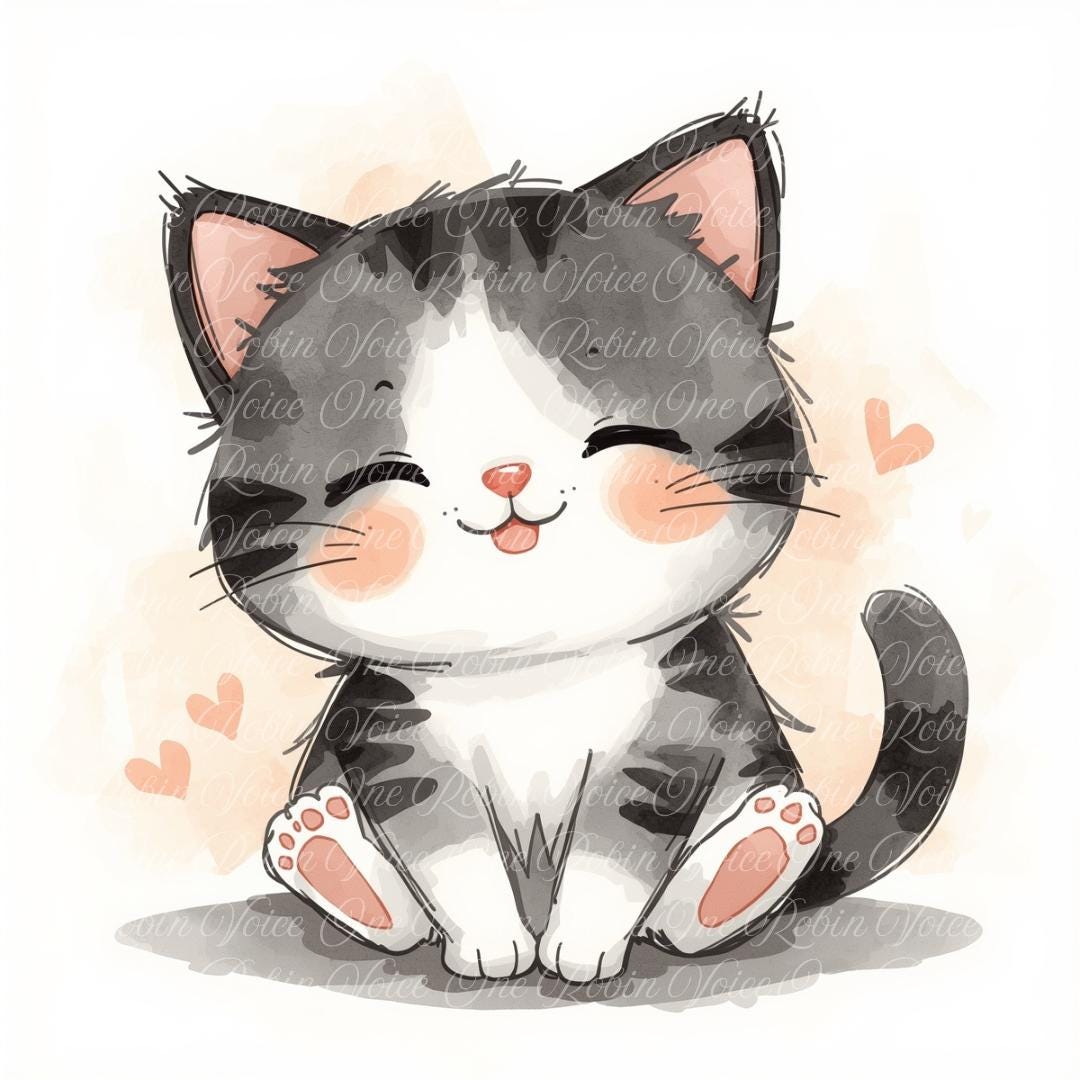 Cute Cat Clipart | Kawaii Cat Digital Download | Sublimation Graphics ...