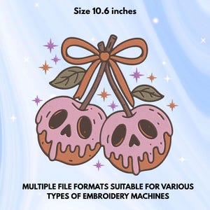 Pumpkin Cherries Autumn Girly Embroidery Design, Halloween Pumpkin Embroidery Design, Cheeries Coquette Machine Embroidery, Instant Download