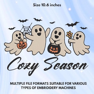 Cozy Season Embroidery Design - Halloween Icons Embroidery Design - Spooky Season - Machine Embroidery Files - Instant Download