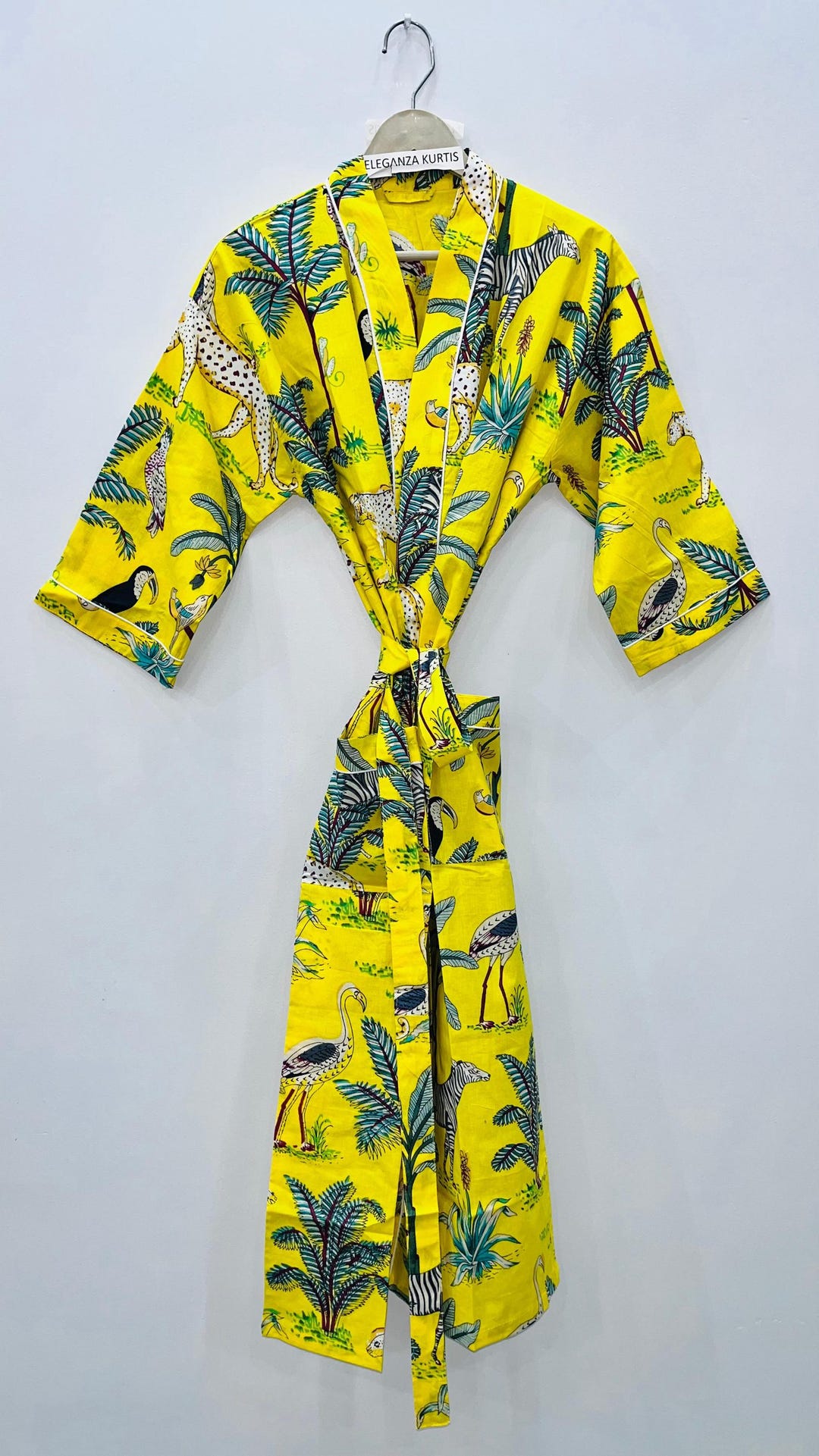 コットンインド着物ローブ：ブロックプリントのガウン - Etsy 日本