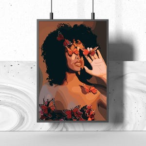 Black Queen Art Print: Melanin Magic, Afrocentric Woman (Digital Download)