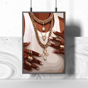 Black Queen Art Print: Melanin Magic, Afrocentric Woman (Digital Download)