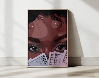 Black Woman Art, Boss Money Art, Black Woman Wall Art, Black Girl Wall Art, African wall art, Black girl art, Wall Art Digital, Fashion Art