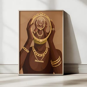 Black Queen Art Print: Melanin Magic, Afrocentric Woman (Digital Download)