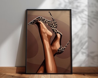Black Woman Art, Heels Art, Black Woman Wall Art, Black Girl Wall Art, African wall art, Black girl art, Wall Art Digital, Fashion Art
