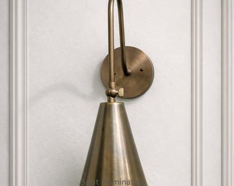 Raw Brass Wall Sconce : Industrial Bedroom Lighting