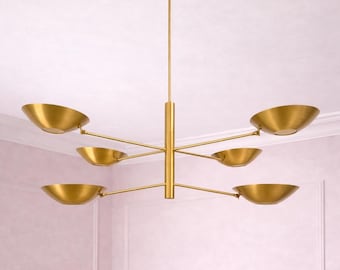 Brass Sputnik Chandelier: Mid-Century Modern 6-Light Pendant