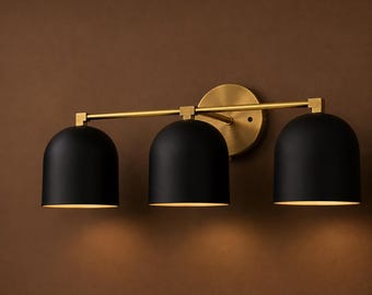 Handmade Brass 3-Light Vanity Light - Mid-Century Modern Wall Sconce