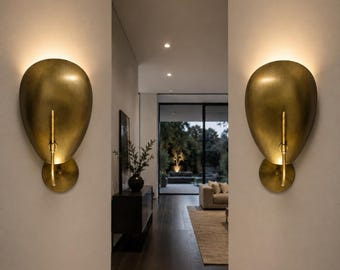 Pair of Handmade Raw Brass Wall Sconces - Mid Century Modern