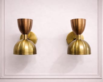 Mid Century Modern Copper & Brass Wall Sconce - Italian Design