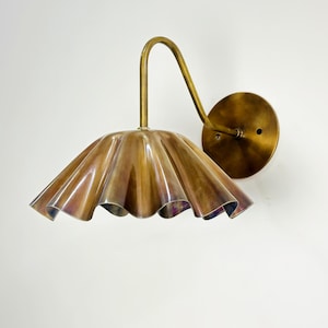 Brass Wall Sconce with Fluted Shade – Handmade Wall Light for Bedroom, Hallway, or Reading Nook