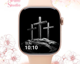 Fondo de pantalla para Apple Watch con punto de cruz cristiano: Esfera de reloj religiosa, descarga digital sobre la fe.
