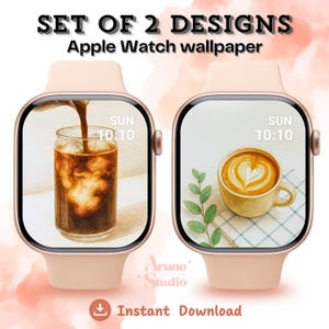 Minimalist Coffee Apple Watch Wallpaper Set | Latte Art Face Background Bundle (Digital Download)