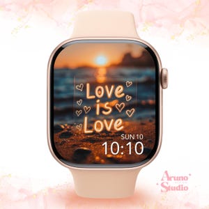 Kärlek är kärlek Apple Watch-bakgrund: HBTQ Pride-urtavla, Sunset Beach (digital nedladdning)