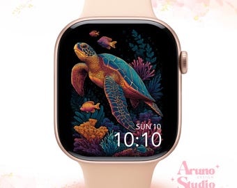 Sea Turtle Apple Watch Wallpaper: Summer Watch Face, Ocean Art Digital Download