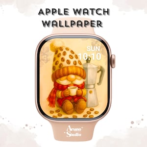 Cozy Gnome Cafe Apple Watch Wallpaper | Coffee Lover Fall Vibes Face Background (Digital Download)
