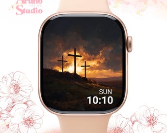 Fondo de pantalla religioso para Apple Watch: Esfera de reloj cristiana de Pascua, descarga digital sobre la fe.