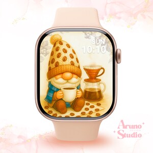 Gnome Barista Apple Watch Wallpaper, Cozy Coffee Shop Design Face Background (Digital Download)