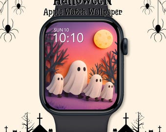 Cute Ghost Family Apple Watch Wallpaper: Halloween Watch Face, Spooky Season (Digital Download)