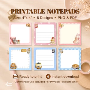 Cottagecore Baknotitieblok Printbaar | Coquette Stationery | Digitale Download PNG PDF