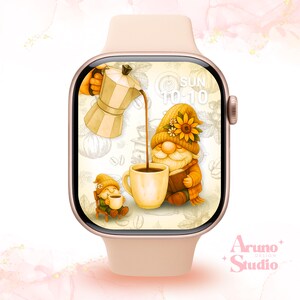 Coffee Gnome Apple Watch Wallpaper,  Minimalist Cafe Design Face Background (Digital Download)