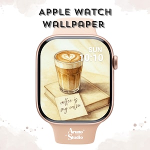 Latte Art Apple Watch Wallpaper | Watercolor Coffee Quote Design Face Background (Digital Download)