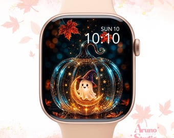 Magical Halloween Apple Watch Wallpaper: Fall Pumpkin Watch Face, Dark Fantasy Art (Digital Download)