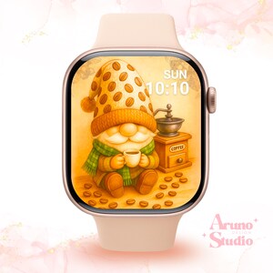 Cozy Gnome Cafe Apple Watch Wallpaper, Coffee Lover Fall Vibes Face Background (Digital Download)