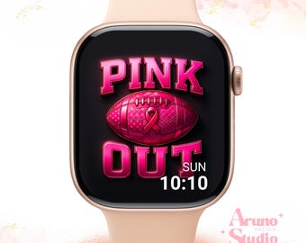 Fondo de pantalla rosa de fútbol para Apple Watch: Concienciación sobre el cáncer de mama, regalo de apoyo para supervivientes (descarga digital)