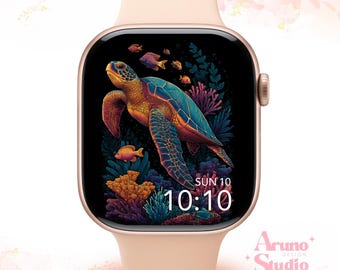 Sea Turtle Apple Watch Wallpaper: Summer Watch Face, Ocean Art Digital Download