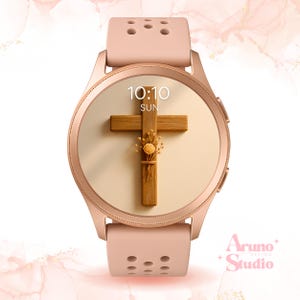 Wooden Cross Samsung Galaxy Watch Wallpaper: Rustic Faith, Christian Digital Background (PNG/JPG)