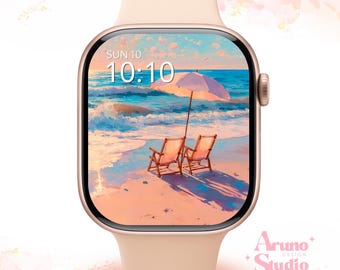 Beach Sunset Apple Watch Wallpaper: Summer Watch Face, Coastal Art (Digital Download)