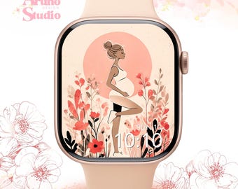 Fondo de pantalla para Apple Watch "Futura mamá": Esfera floral, regalo para el Día de la Madre (Descarga digital)