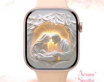 Christmas Nativity Apple Watch Wallpaper: 3D Holy Family Scene, Religious Watch Face (Digital Download)