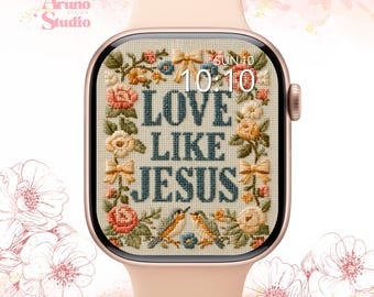 Bible Verse Apple Watch Wallpaper: Christian Floral Watch Face Background, Faith Digital Download