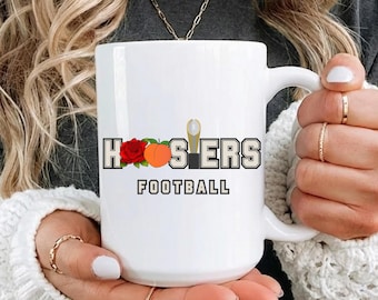 Taza de los Indiana Hoosiers, campeones nacionales, regalo de fútbol americano "Un año para recordar", taza de la era del Rose & Peach Bowl, taza de café para fanáticos de IU