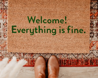 Welcome! Everything is fine. - The Good Place Netflix Quote - Famous TV Show - Doormat - Homeware - Gift - Good Place Door Mat