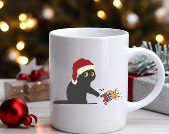 Cat Anti Trump Mug/Sarcastic Coffee Mug/Gift for Liberal/FDT/Grumpy Black Cat Mug/Not My President/Subtle Anti Trump Mug/Trump Parody/Resist