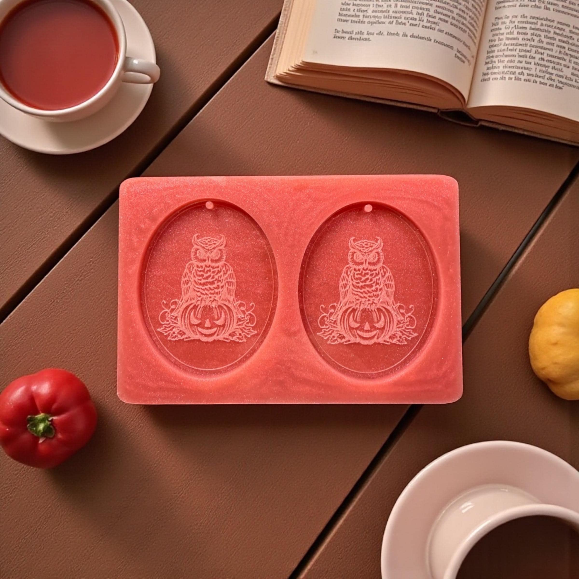 Owl on Pumpkin DIY Silicone Earring Mold: Halloween Resin Craft