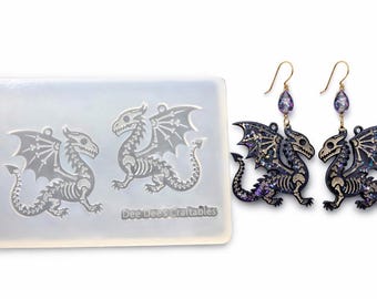 Dragon Skeleton DIY Silicone Earring Mold: Gothic Resin Jewelry