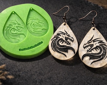 Dragon Teardrop Earring Mold | Fantasy Resin Jewelry Supplies