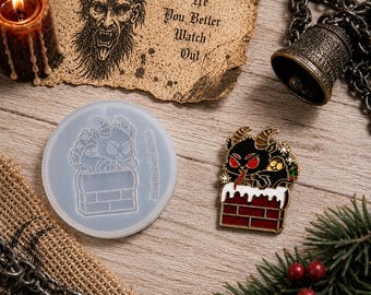 Silikonform Krampus im Schornstein • Gruseliger Weihnachtsschmuck, Schlüsselanhänger