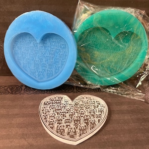Kitty Cat Crowd Keychain Magnet for Cat Lovers: Silicone Mold for Epoxy or UV Resin