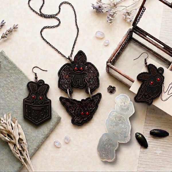 Cryptid Resin Mold Set – Mothman, Owl Pendant, Pocket Creature Crafts