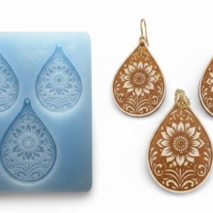 Sonnenblume Teardrop Ohrring Silikonform | Boho Resin Schmuck DIY