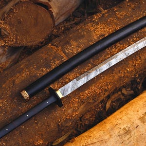 Hand Forged Damascus Steel Tanto Sword: Japanese Samurai Shirasaya