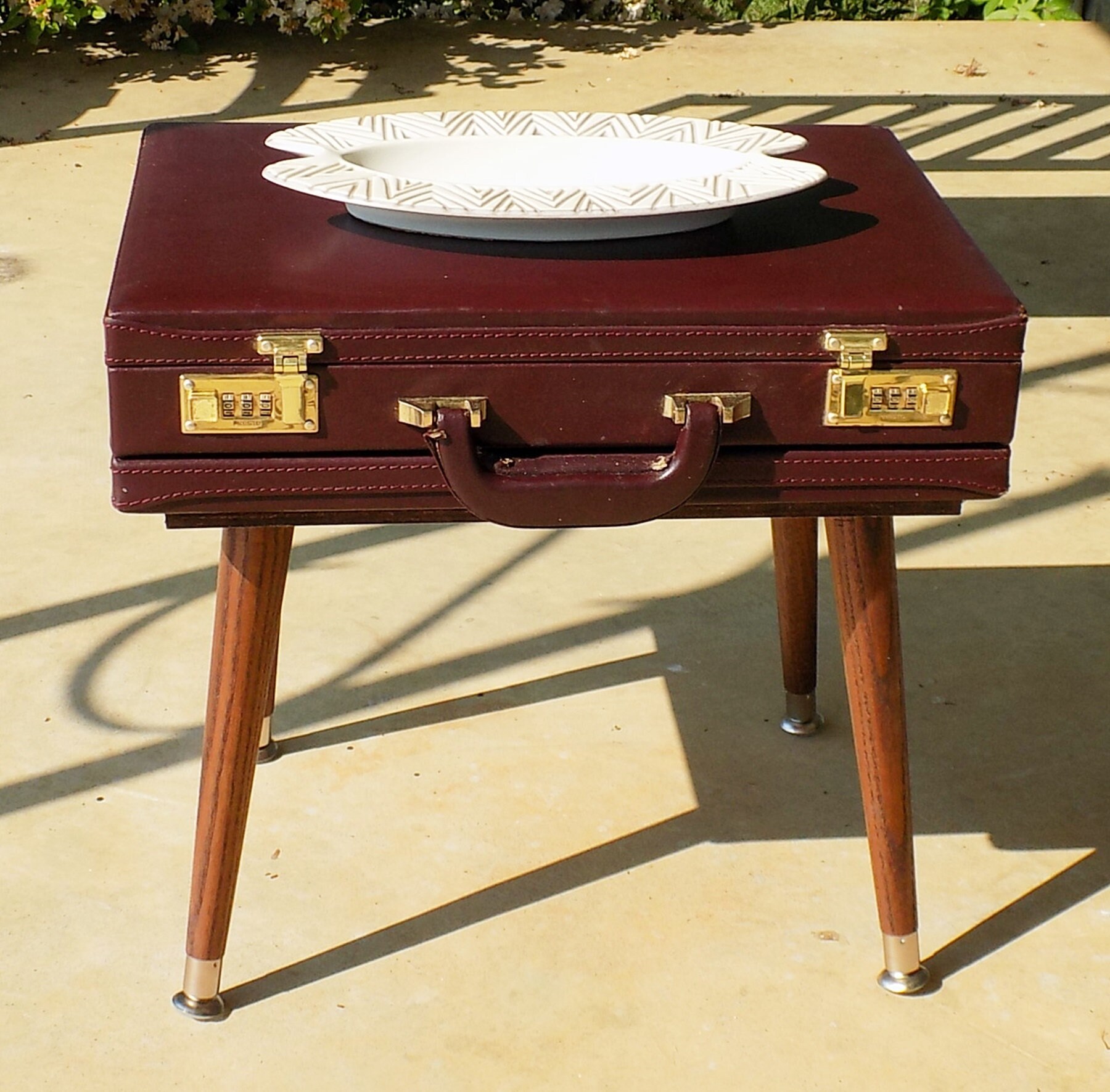 Upcycled Leather Briefcase Accent Table with File Storage and Etsy